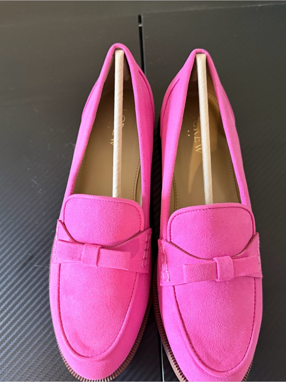 J. Crew Hot Pink Suede Bow Loafers